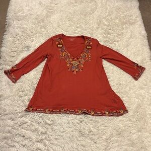 Karyn Seo handmade in India floral long sleeve blouse size M